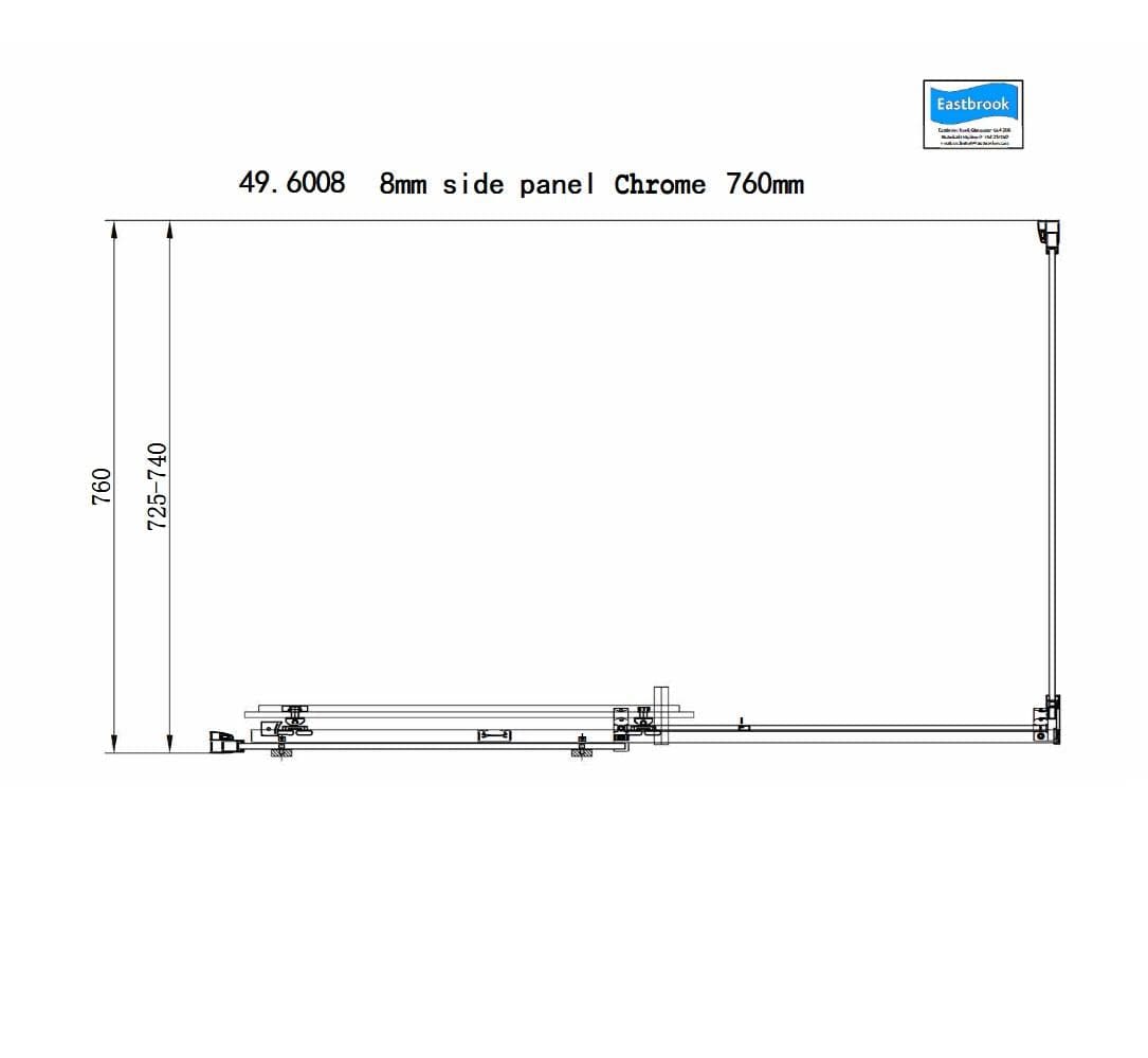 Eastbrook Side Panel Eastbrook Corniche 2000 8mm Side Panel for Sliding Doors