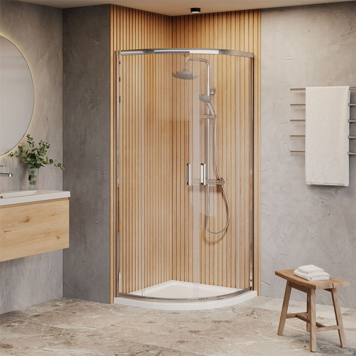 Aquarius Bathrooms Quadrant Shower Enclosure Chrome / 800x800mm Aquarius Urbano 6mm Quadrant Shower Enclosure 1850mm