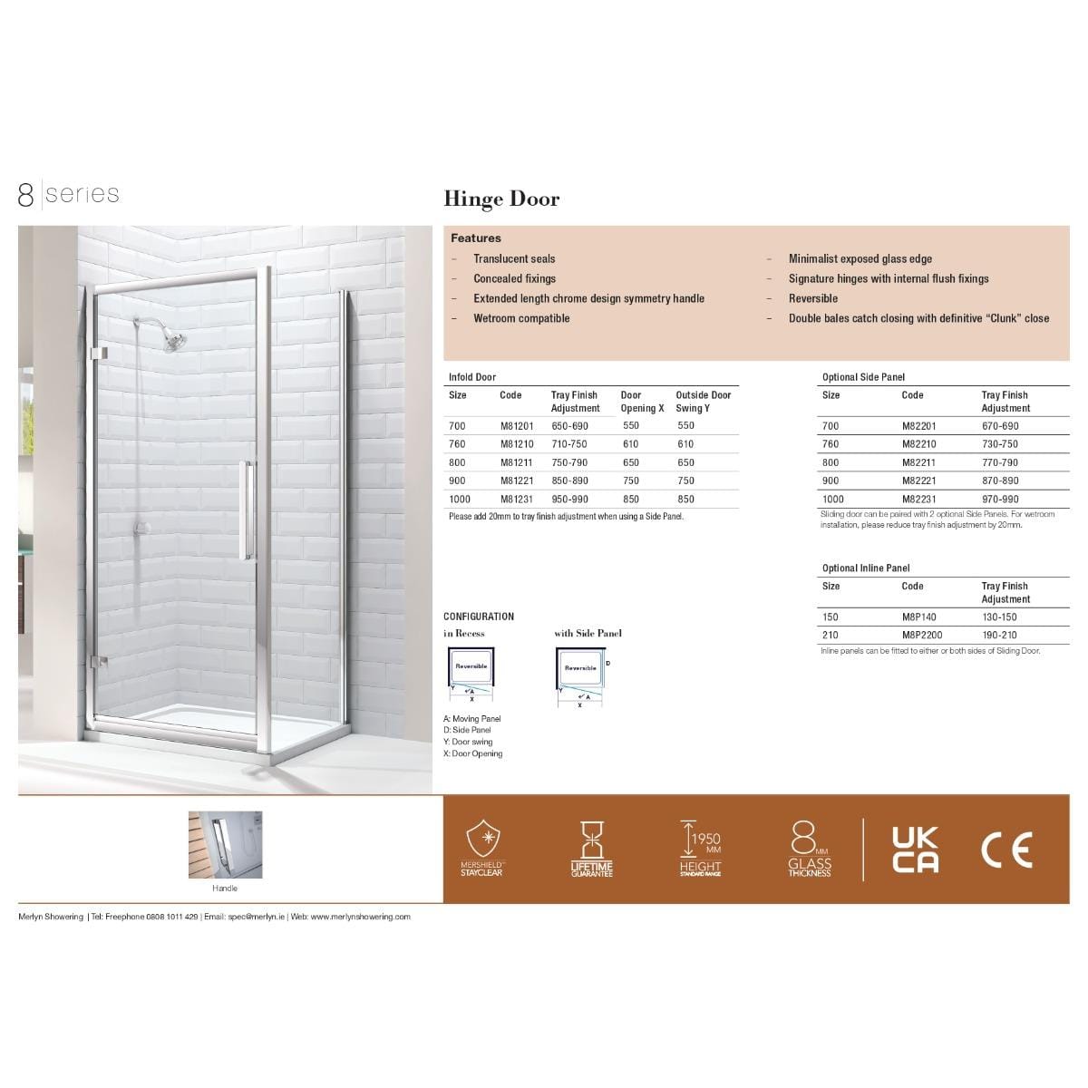 Merlyn Hinged Shower Door Merlyn Series 8 Hinged Shower Door