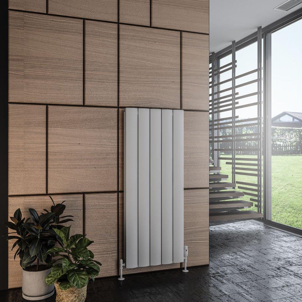 Eastbrook Panel Radiator 1200 x 470mm Eastbrook Guardia Straight Vertical Aluminium Radiator in Matt Grey