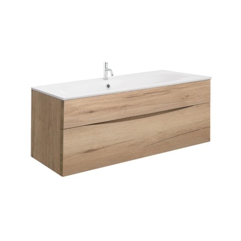Crosswater Wall Mounted Vanity Unit Windsor Oak / 1000mm Crosswater Glide II 2 Drawer Vanity Unit with Basin