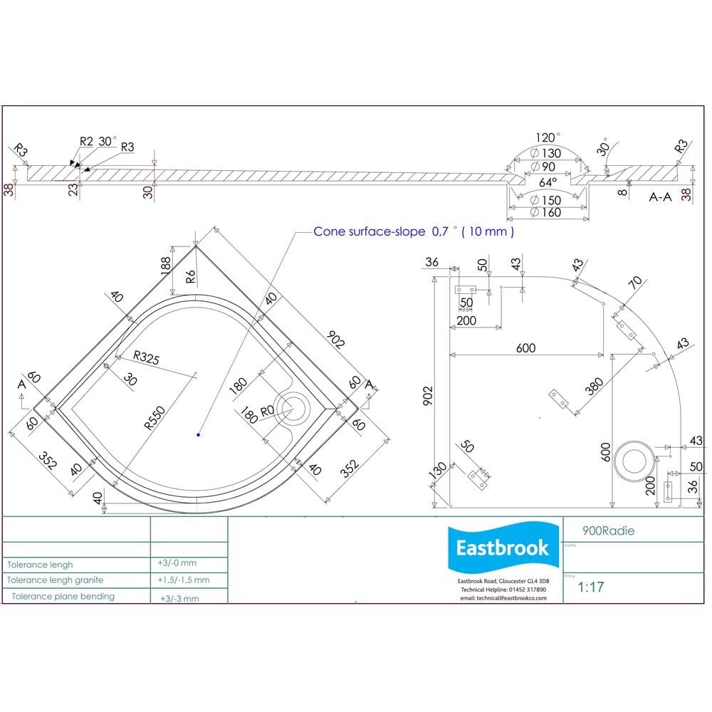 Eastbrook Quadrant Shower Tray Eastbrook Vanguard Stone 25mm Quadrant Shower Tray