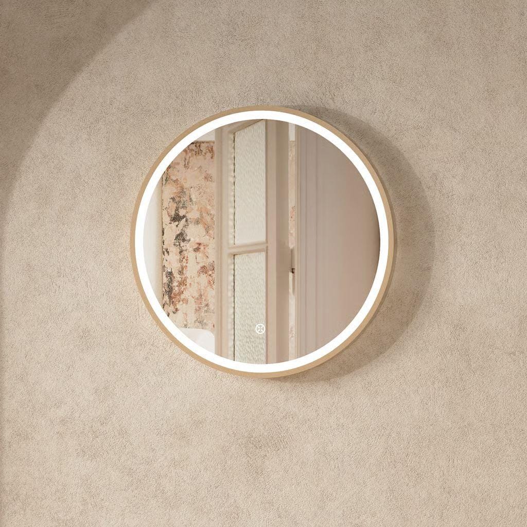 Crosswater Illuminated Mirror 500mm / Brushed Brass Crosswater Infinity Round Framed LED Illuminated Mirror