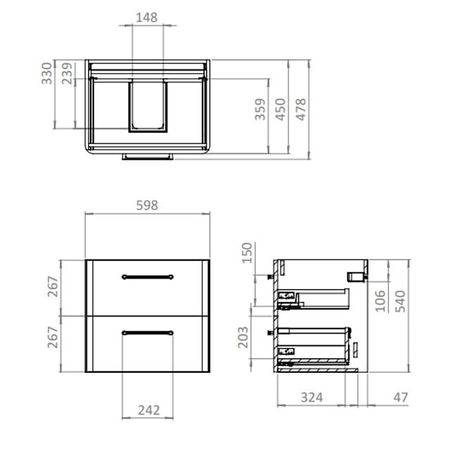 Britton Wall Mounted Vanity Unit Britton Camberwell Wall Mounted 1000mm Vanity Unit with Basin or Worktop