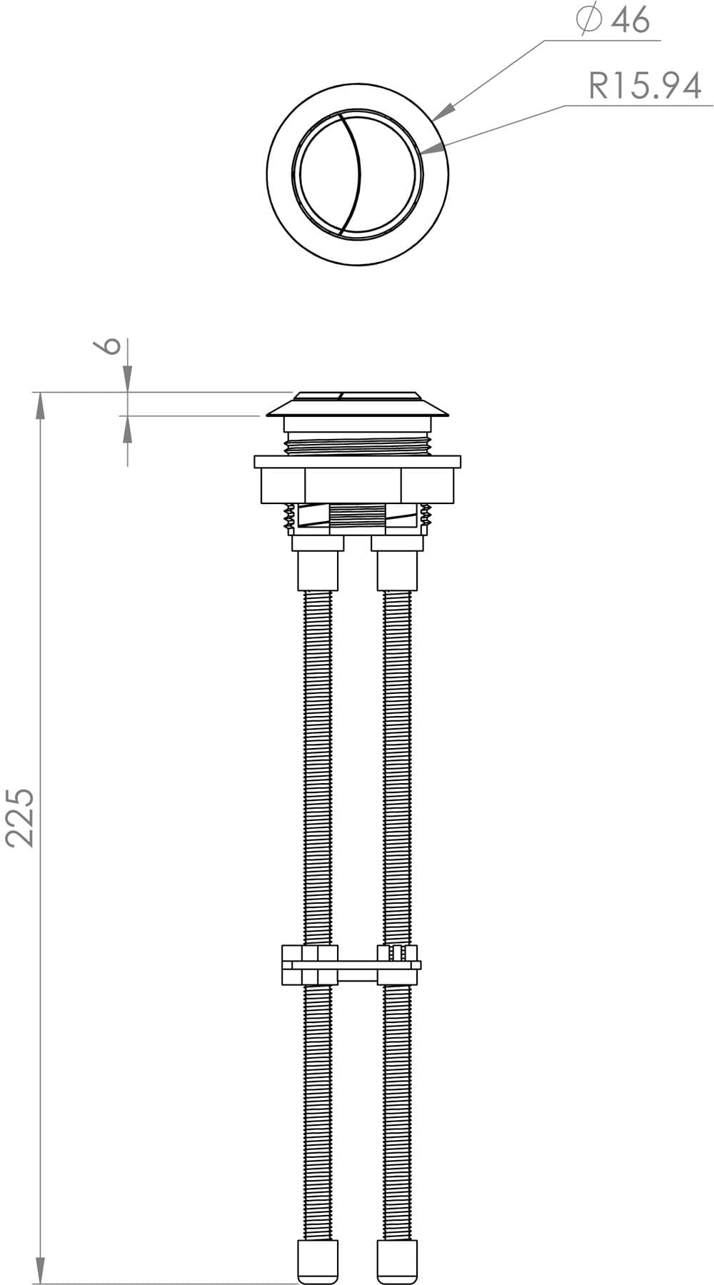 Saneux Flush Plate Saneux Close Coupled Flush Button - 2 Rods