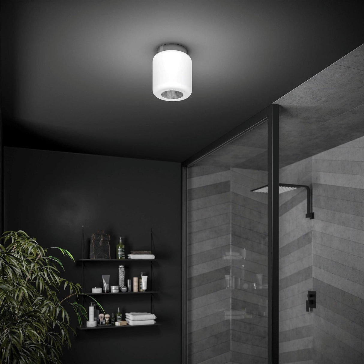 HiB Bathroom Lighting HiB Rhythm Bluetooth Ceiling Light and Speaker