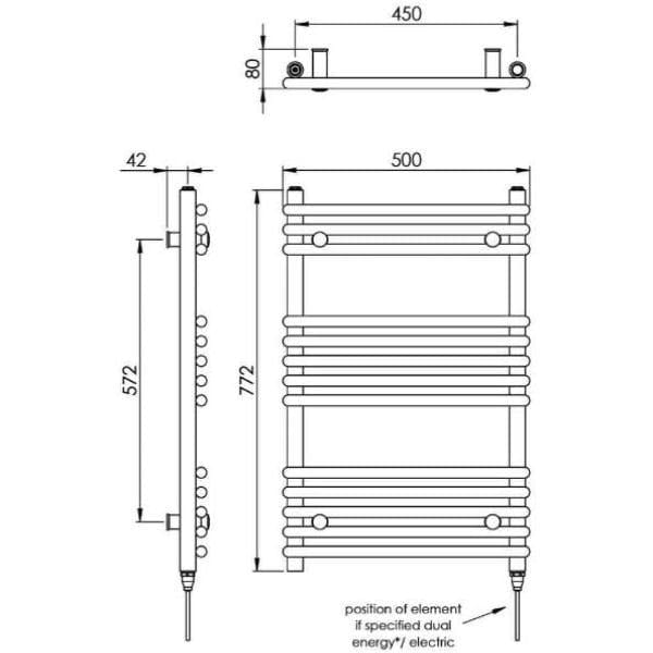 Vogue Designer Towel Radiator Vogue Tune Straight Designer Towel Radiator in Chrome