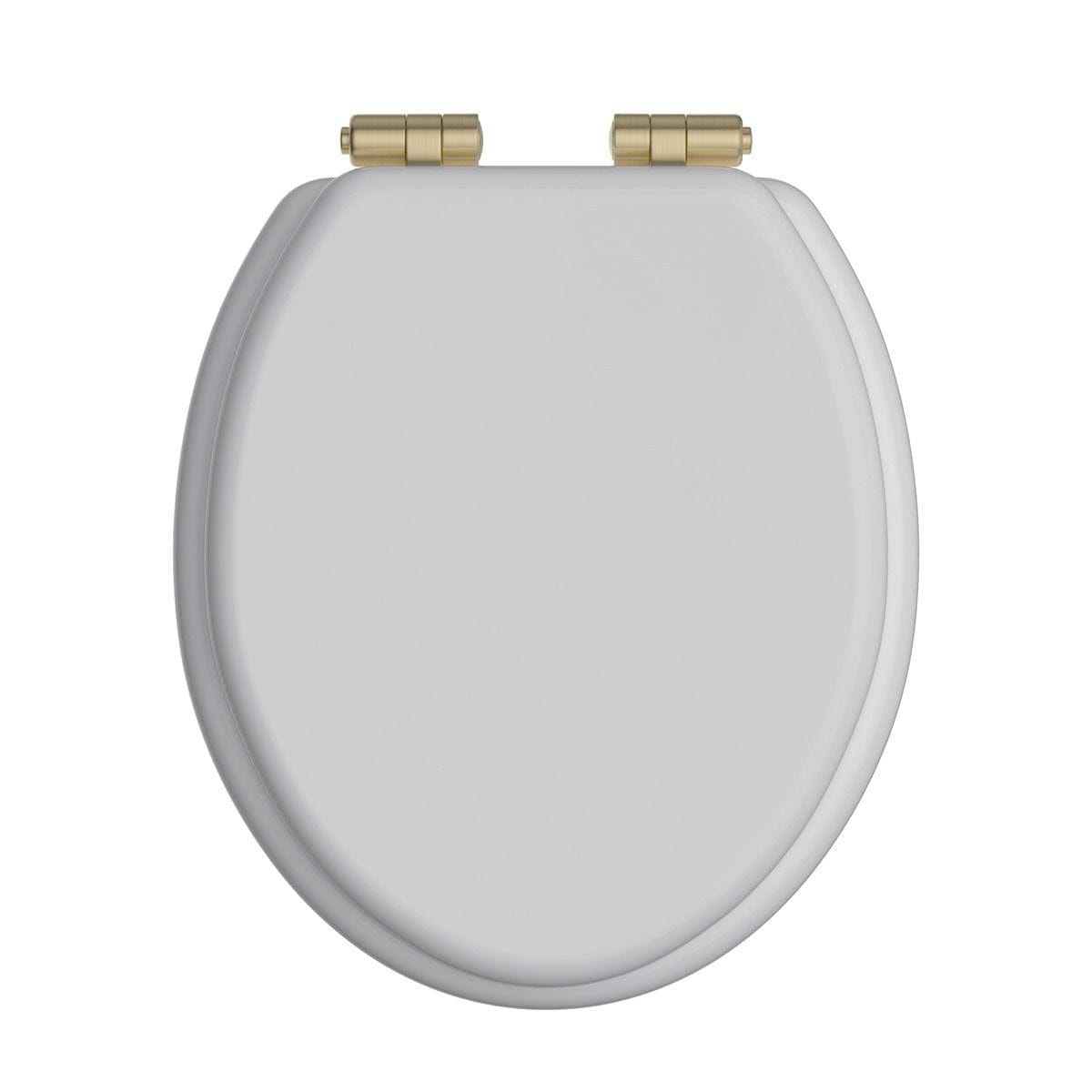 Heritage Toilet Seat White Gloss / Brushed Brass Heritage Soft Close Wooden Toilet Seat