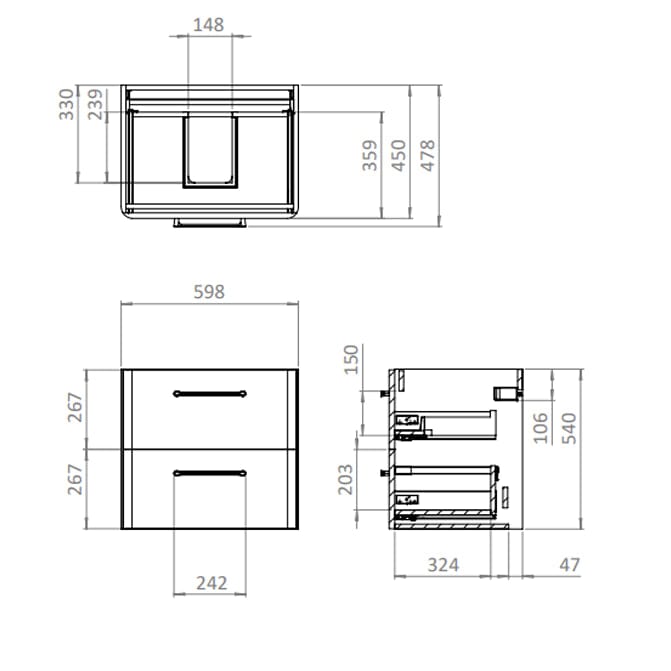 Britton Wall Mounted Vanity Unit Britton Camberwell Wall Mounted 1000mm Vanity Unit with Basin or Worktop