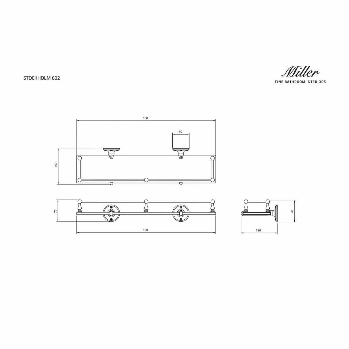 Miller Shelf Miller Stockholm Glass Shelf with Rail