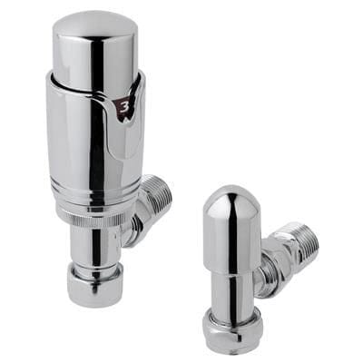 Eastbrook Radiator Valve Chrome Eastbrook Angled Thermostatic Radiator Valve with Lockshield 15mm (Pair)