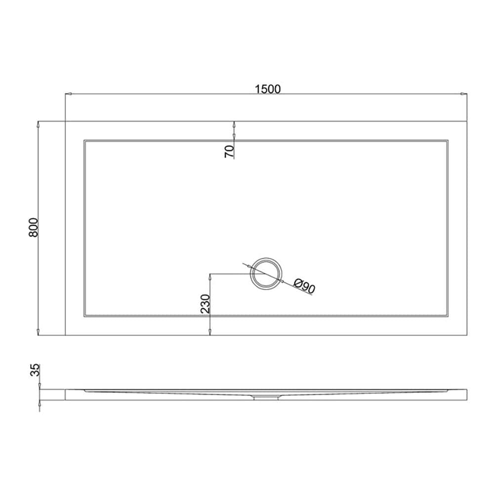 Crosswater Rectangle Shower Tray Crosswater 35mm Anti Slip Acrylic Shower Tray