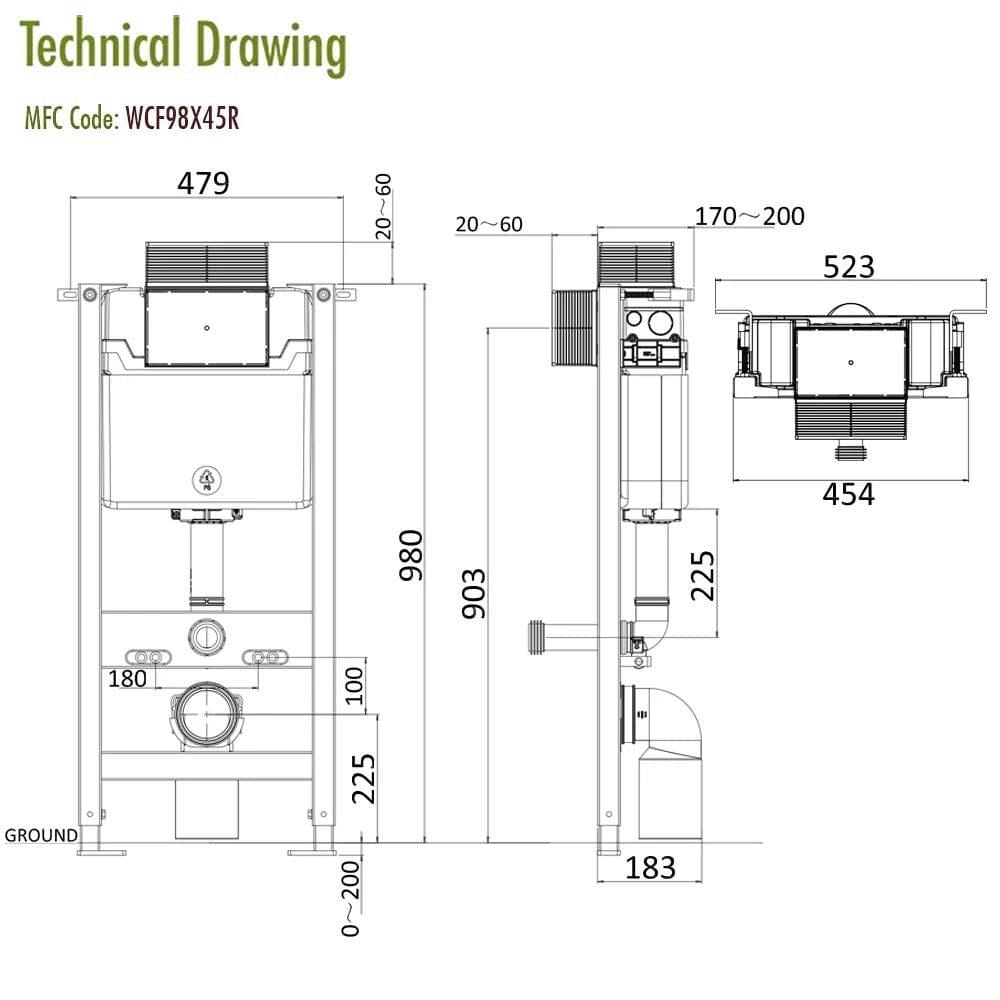 Crosswater Wall Hung WC Frame Crosswater 0.98m Dual Flush WC Support Frame Set with Flush Plate