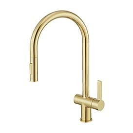JTP Kitchen Tap Brushed Brass JTP VOS Single Lever Pull Out Kitchen Mixer Tap