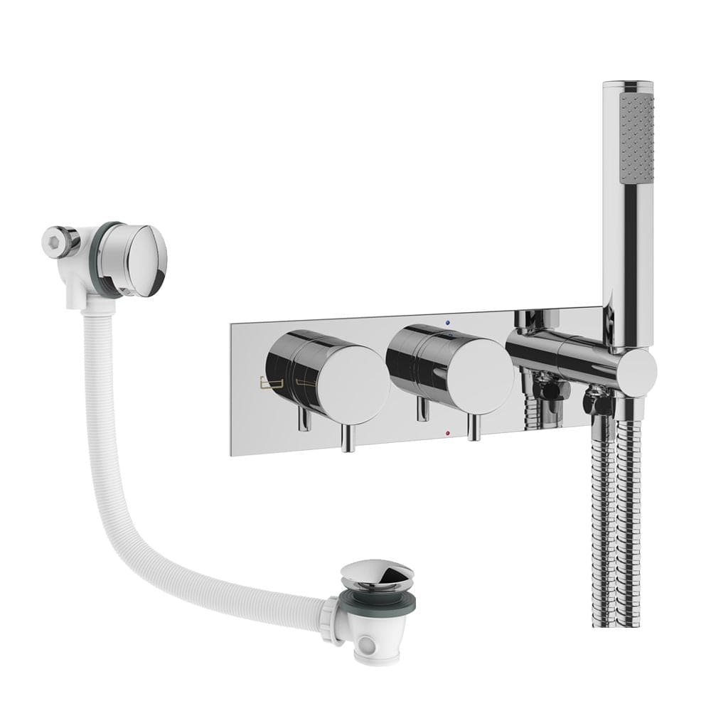 Crosswater Concealed Shower Set Chrome Crosswater Design 2 Handle 2 Outlet Shower Set 5 with Integrated Handset and Overflow Bath Filler