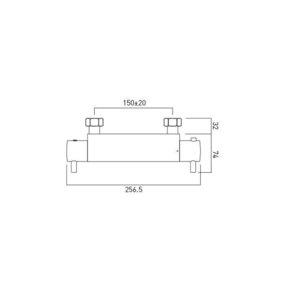 VADO Exposed Shower Valve Vado Celsius Thermostatic Bar Shower Valve with Bottom Outlet in High Polished Chrome