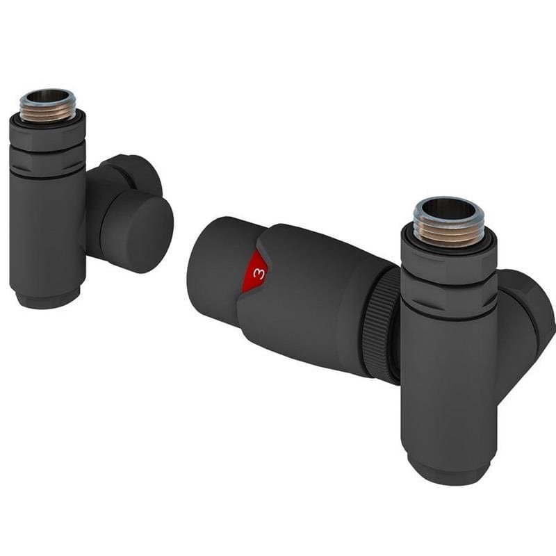 Eastbrook Radiator Valve Matt Anthracite Eastbrook Corner TVR Duel Fuel Radiator Valve and Lockshield