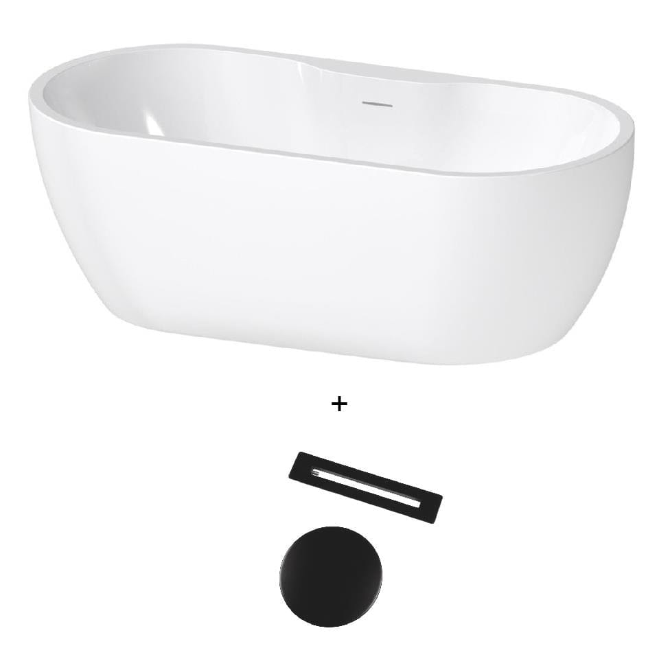 Aquarius Modern Freestanding Bath Black Aquarius Luxor Freestanding Soaking Bath Tub - 1650 x 745mm - Gloss White