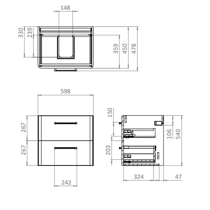 Britton Wall Mounted Vanity Unit Britton Camberwell Wall Mounted 1000mm Vanity Unit with Basin or Worktop
