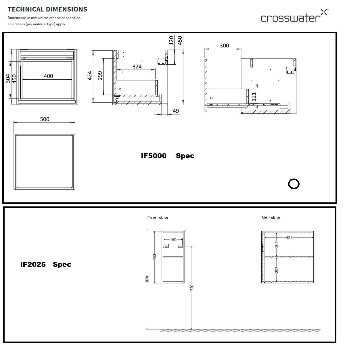Crosswater Infinity Wall Mounted Vanity Unit with Worktop