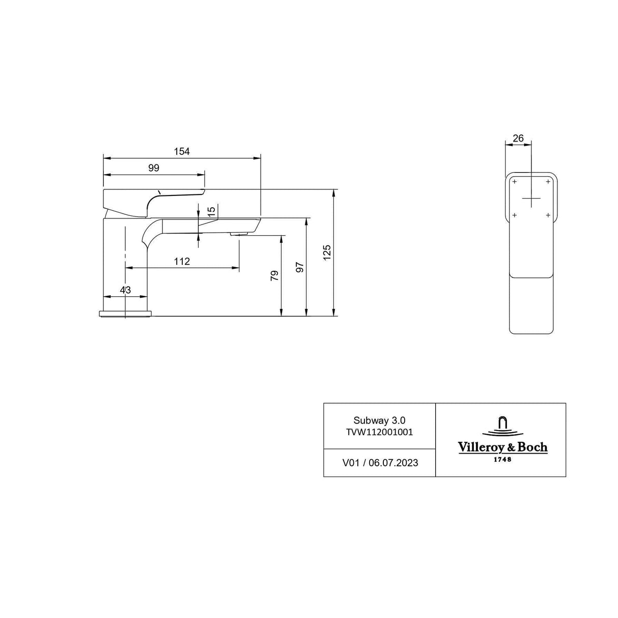 Villeroy & Boch Subway 3.0 Mini Basin Mixer Tap