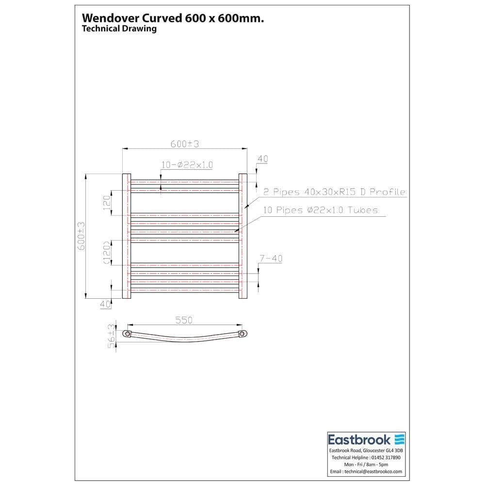 Eastbrook Wendover Curved Vertical Heated Towel Rail in Chrome