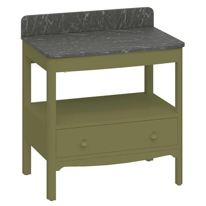 Burlington Floor Standing Vanity Unit Carlyle Green / Marquina Burlington Guild Floor Standing 850mm Vanity Unit with Worktop