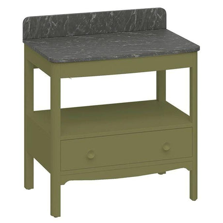 Burlington Floor Standing Vanity Unit Carlyle Green / Marquina Burlington Guild Floor Standing 850mm Vanity Unit with Worktop