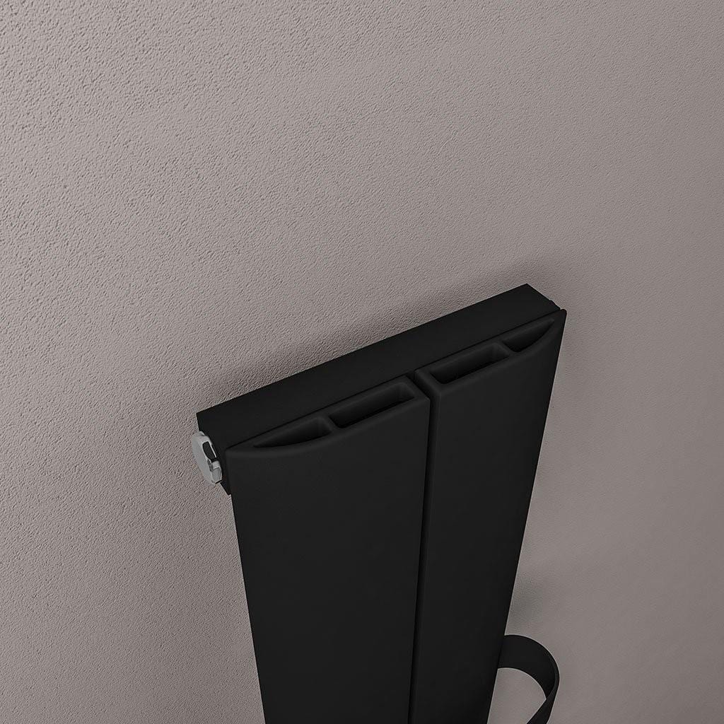 Eastbrook Panel Radiator Eastbrook Berlini Straight Vertical Aluminium Radiator in Matt Black