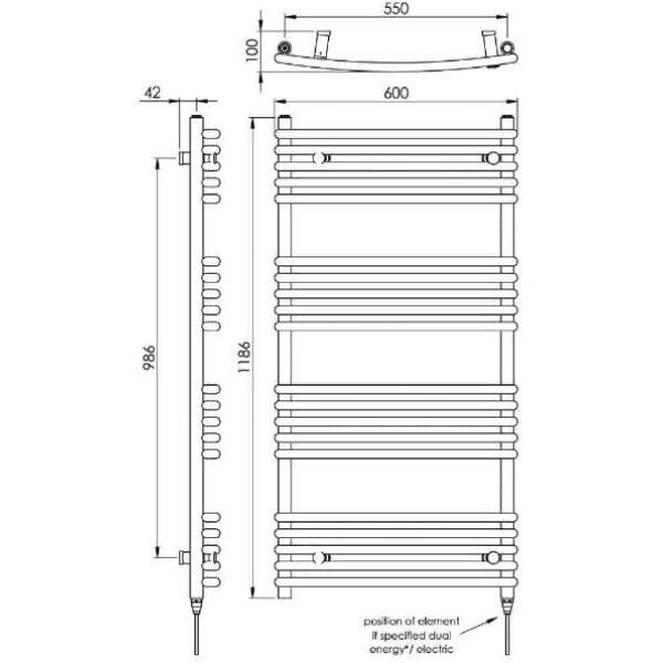 Vogue Designer Towel Radiator Vogue Melody Curved Designer Towel Radiator in Chrome