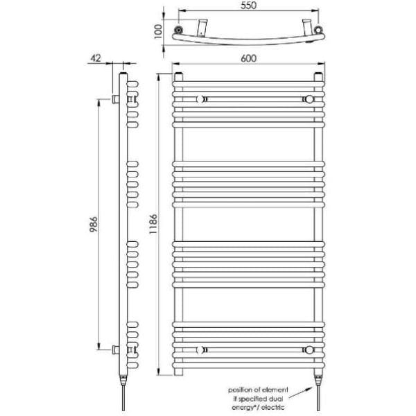 Vogue Designer Towel Radiator Vogue Melody Curved Designer Towel Radiator in Chrome