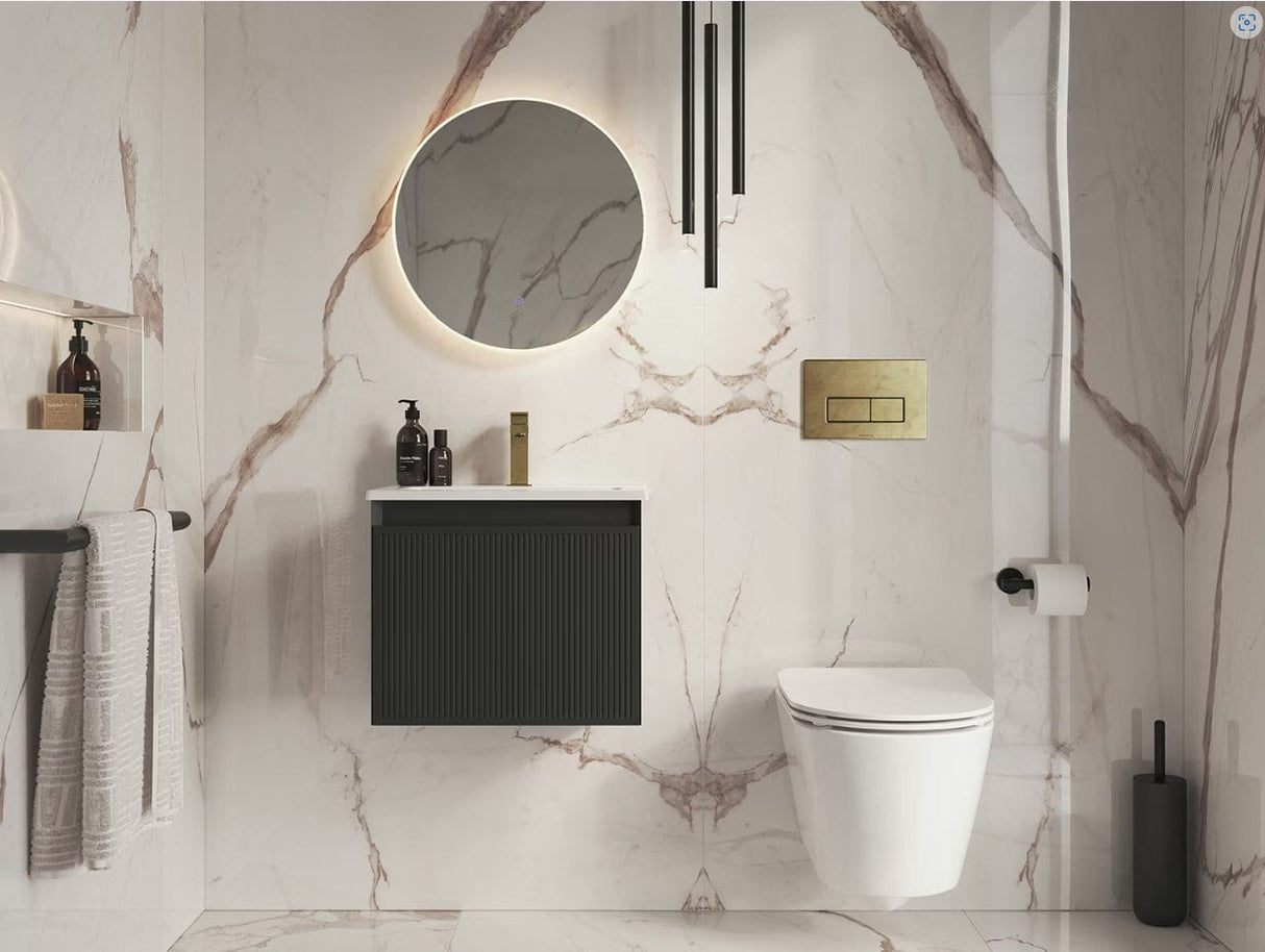 Saneux Wall Mounted Vanity Unit Saneux Monument Vanity Unit With Basin - 500 x 360mm - One Drawer - Wall Mounted