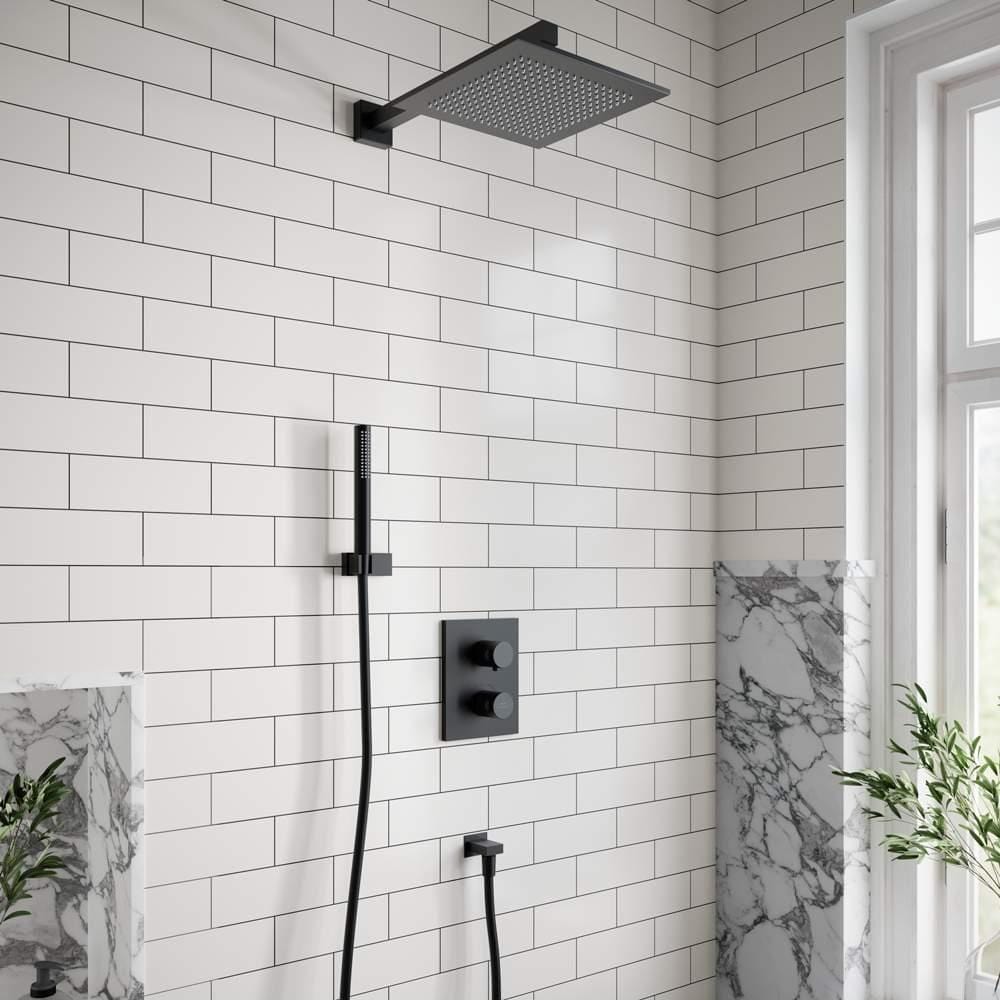 UK Bathroom Store Concealed Shower Set Matt Black / Square Villeroy & Boch Concealed Complete Shower Set with Shower Head and Handset