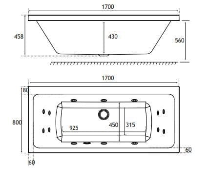 Eastbrook Jacuzzi Whirlpools and Spa Baths Eastbrook Portland Double Ended Whirlpool Bath - 1700mm x 750mm - White