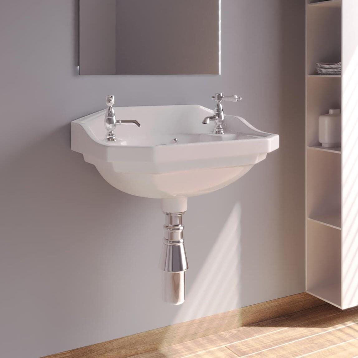 Heritage Wall Hung Basin Heritage Granley Wall Mounted Baby Basin with 2 Tap Holes