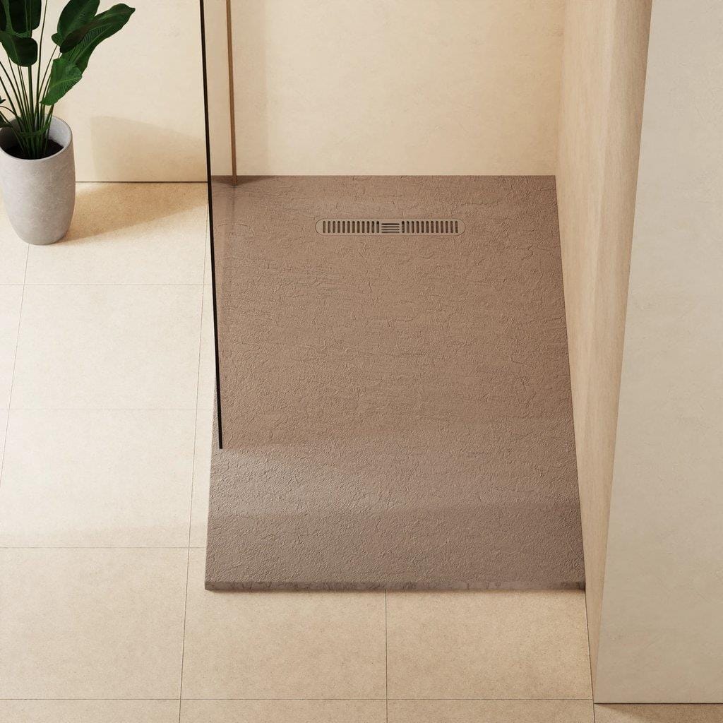 Crosswater Rectangle Shower Tray Brown / 900 x 1500 Crosswater Vito Textured Rectangle Shower Tray with Waste