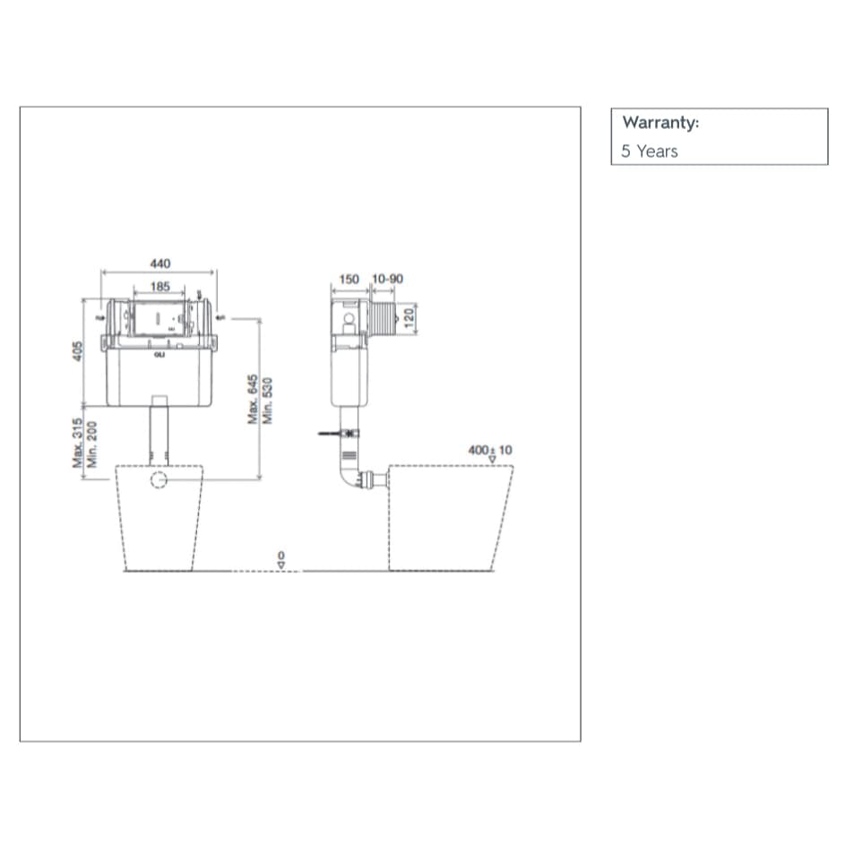 JTP Concealed Cistern JTP Oli Dual Flush Concealed Cistern