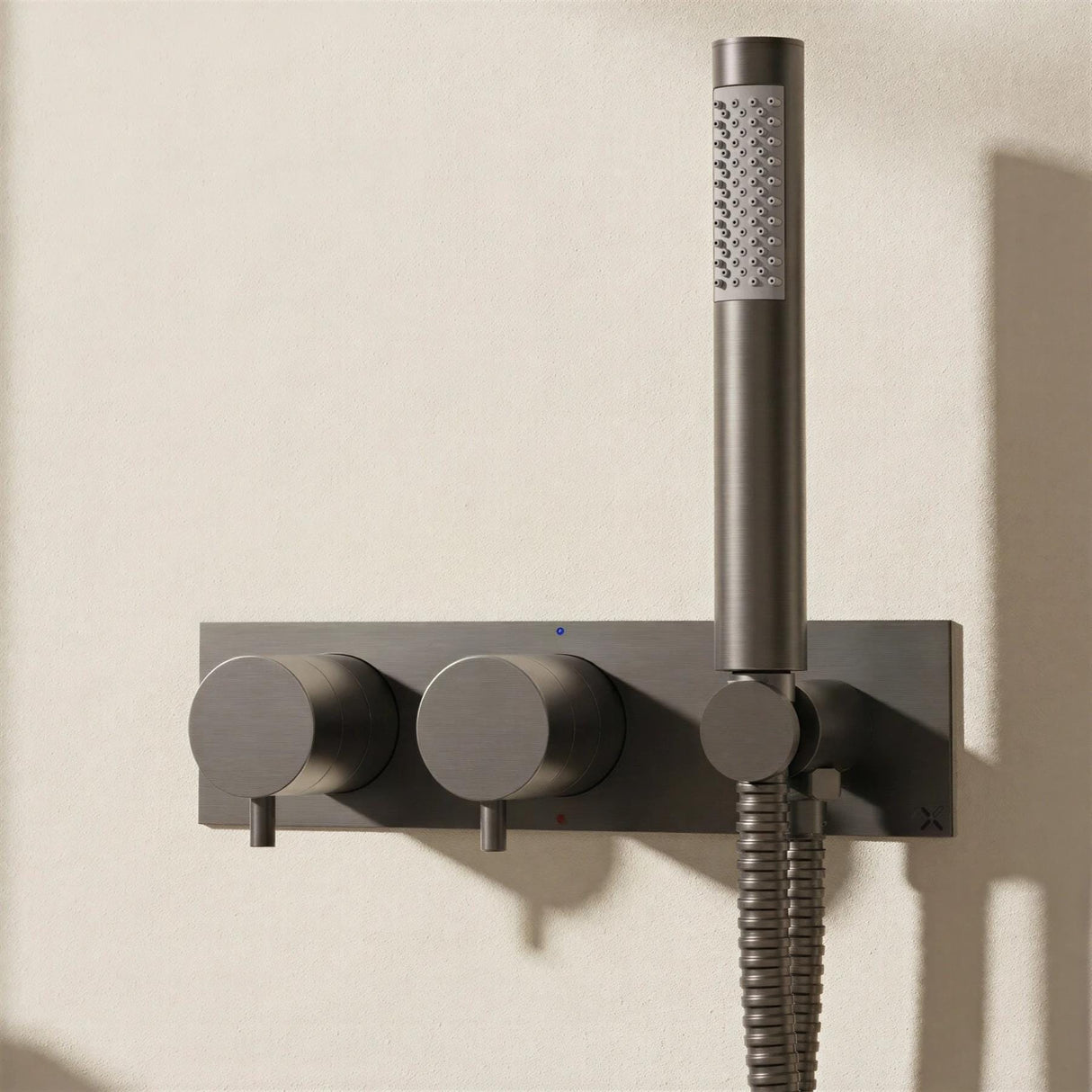 Crosswater Concealed Shower Valve Slate Crosswater MPRO 2 Outlet, 2 Handle Horizontal Concealed Thermostatic Shower Valve with Handset