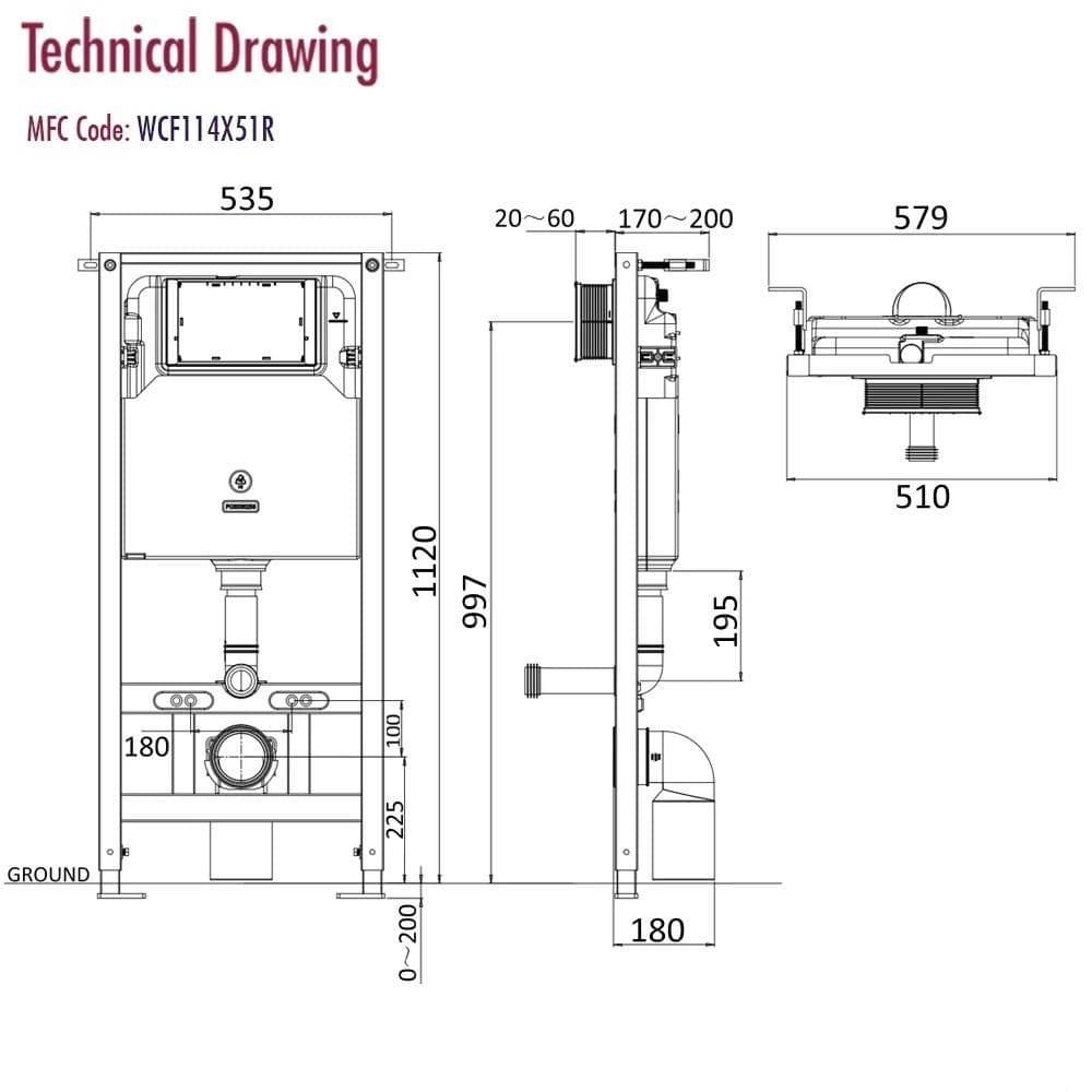 Crosswater Wall Hung WC Frame Crosswater 1.12m Dual Flush WC Support Frame Set with Flush Plate
