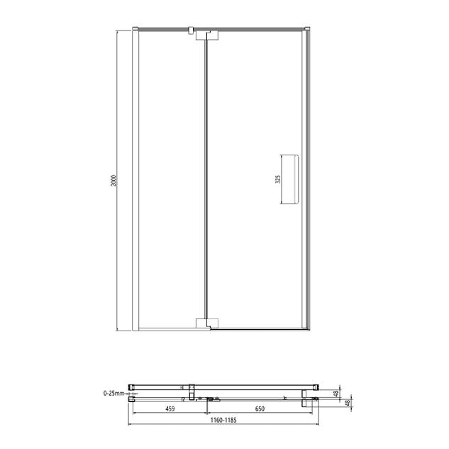 Crosswater Pivot Shower Door Crosswater Optix 10 Pivot Door with Inline Panel 1200mm in Brushed Bronze