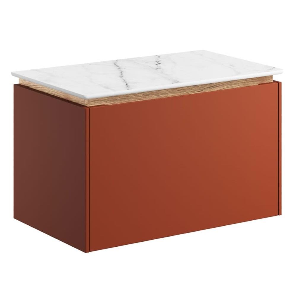 Crosswater Wall Mounted Vanity Unit Soft Clay / 600mm / Carrara Marble Countertop Crosswater Mada Wall Mounted Vanity Unit