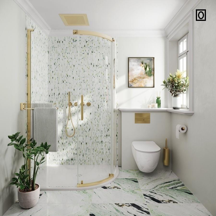 Crosswater Quadrant Shower Enclosure Brushed Brass / 1200 x 900mm / Right Hand Crosswater Optix Single Door Quadrant Shower Enclosure