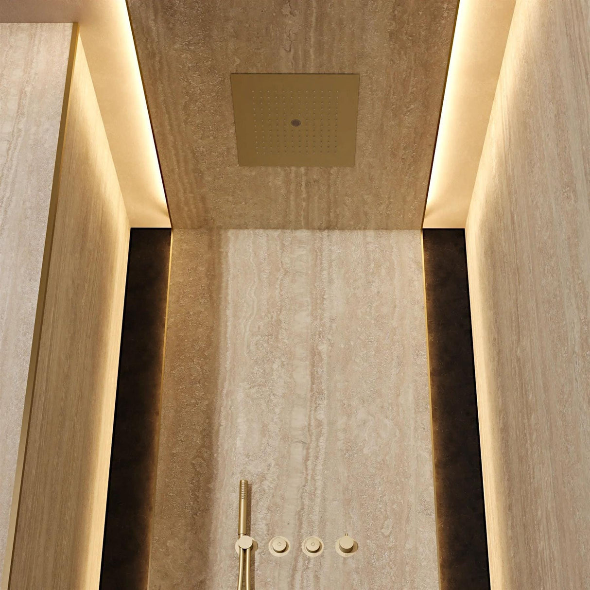 Crosswater Fixed Shower Heads Brushed Brass Crosswater MPRO Stream Square Recessed Shower Head