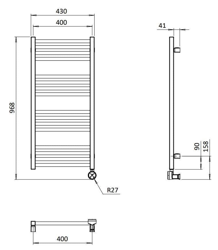 Crosswater Ladder Rail Crosswater MPRO Designer Vertical Towel Radiator in Matt Black