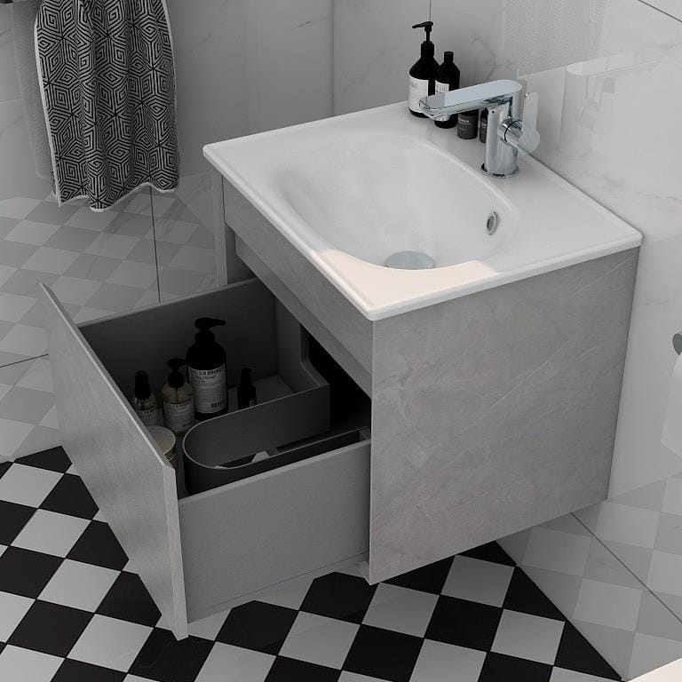 Imex Wall Mounted Vanity Unit Imex Alma Wall Mounted Single Drawer 600mm Vanity Unit with Basin