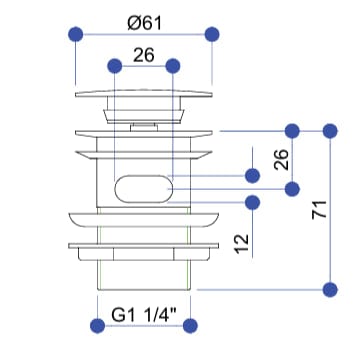 Burlington Basin Waste Burlington Click-Clack Slotted Basin Waste