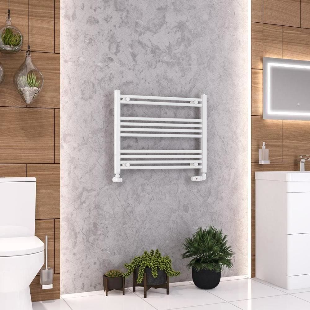 Eastbrook Ladder Rail 600 x 750 / Dual Fuel Eastbrook Wendover Straight Horizontal Under Window Heated Towel Rail in White