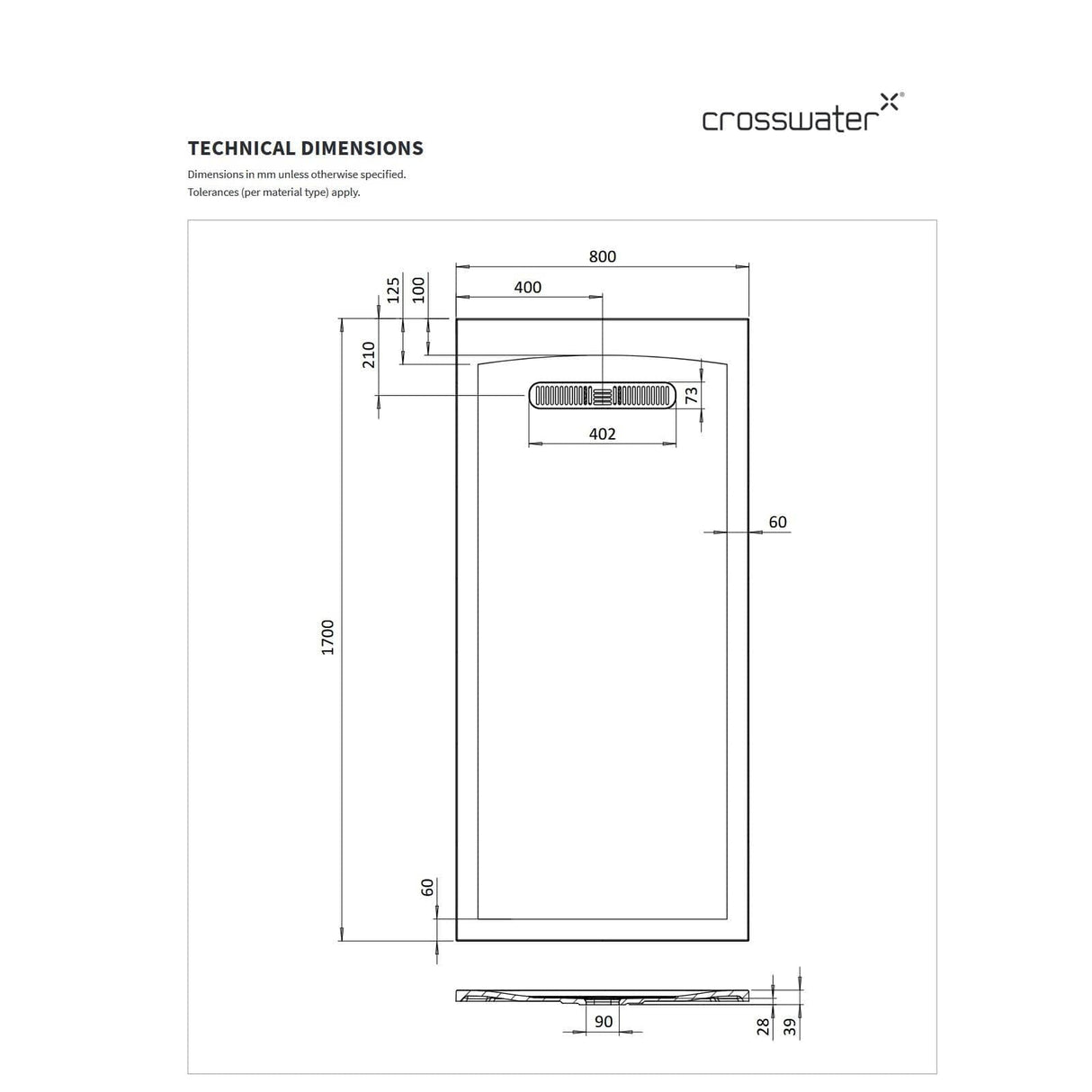Crosswater Rectangle Shower Tray Crosswater Vito Rectangle 25mm Stone Resin Shower Tray