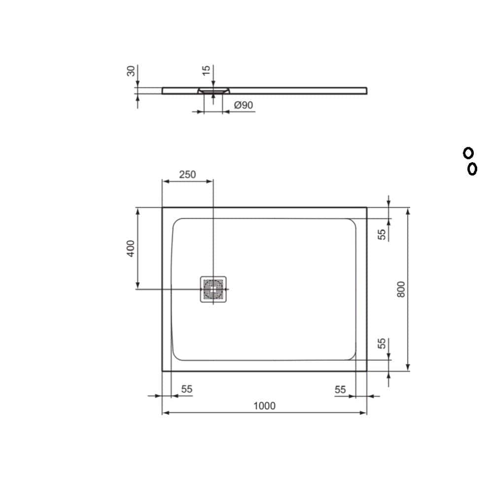 Ideal Standard Ultra Flat S+ Shower Tray 30mm including Waste