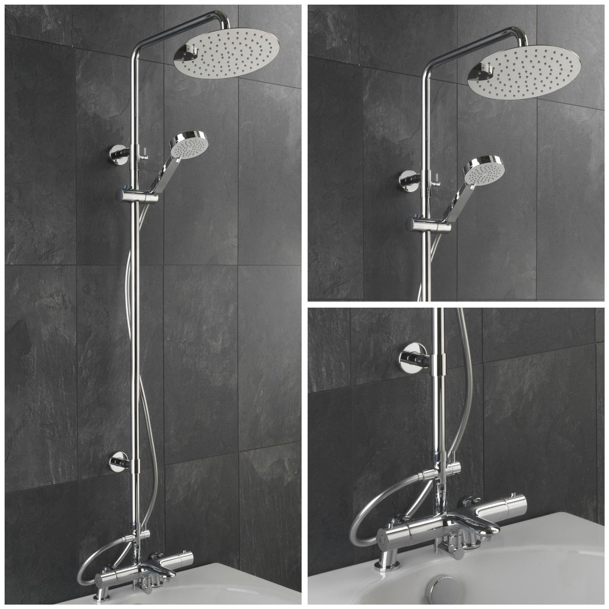 Sagittarius Exposed Shower Set Sagittarius Logic Deck Mounted Thermostatic Bath Shower Mixer and Rigid Riser Kit in Chrome